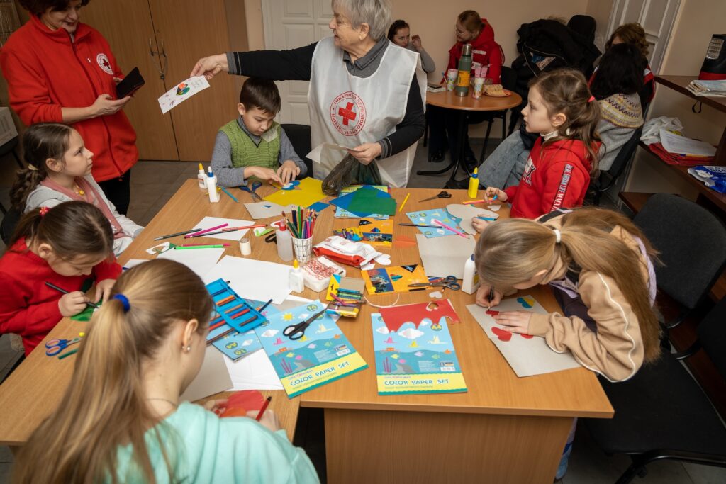 Being creative in a Child Friendly Space in the Solomyanskyi district in Kyiv, Ukraine, January 2023 Credit: Red Cross Red Crescent Movement MHPSS Hub