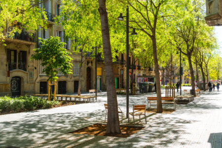 Superblock or *superilla* in the Eixample district – an area in Barcelona with heavily restricted car access.